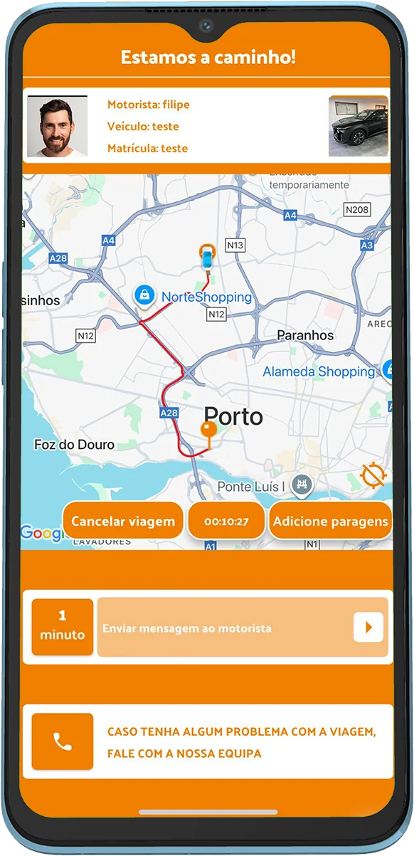 Segue o motorista e ajusta o percurso