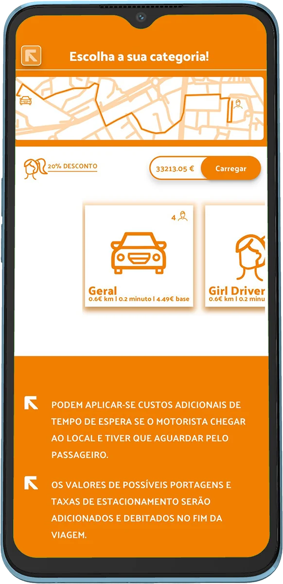 Escolhe a categoria e o pagamento