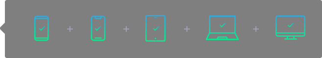 Ícones de diferentes dispositivos móveis aos quais o nosso desenvolvimento de apps se adapta
